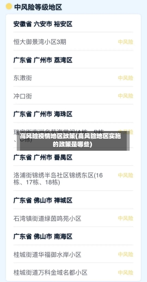 高风险疫情地区政策(高风险地区实施的政策是哪些)