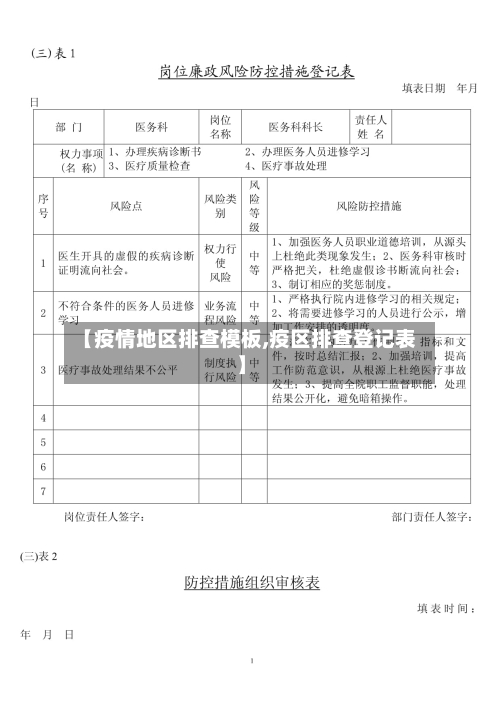 【疫情地区排查模板,疫区排查登记表】