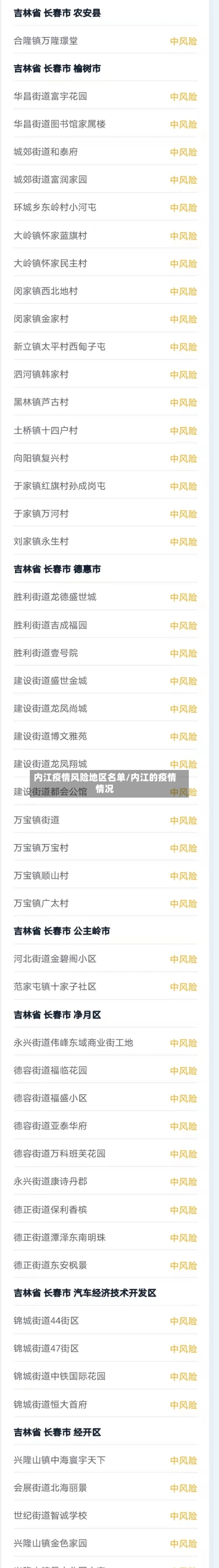 内江疫情风险地区名单/内江的疫情情况