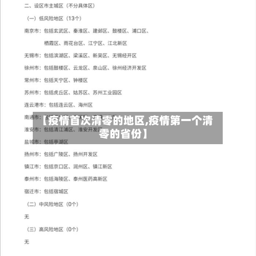 【疫情首次清零的地区,疫情第一个清零的省份】