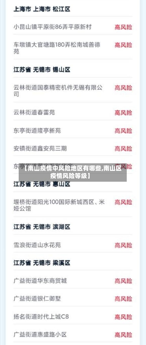 【南山疫情中风险地区有哪些,南山区疫情风险等级】